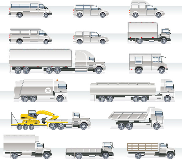 различные грузовики дизайн графика вектор