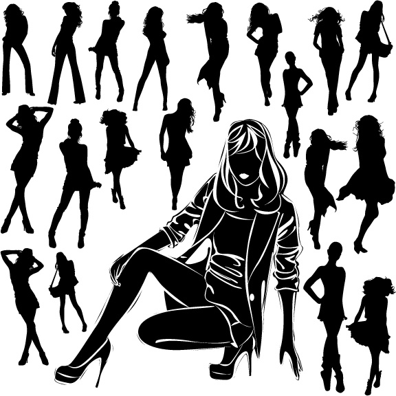 femmes différentes silhouettes vecteur