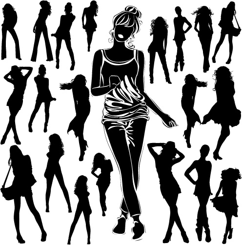 Different Women Silhouettes Vector