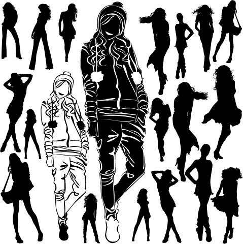 Different Women Silhouettes Vector