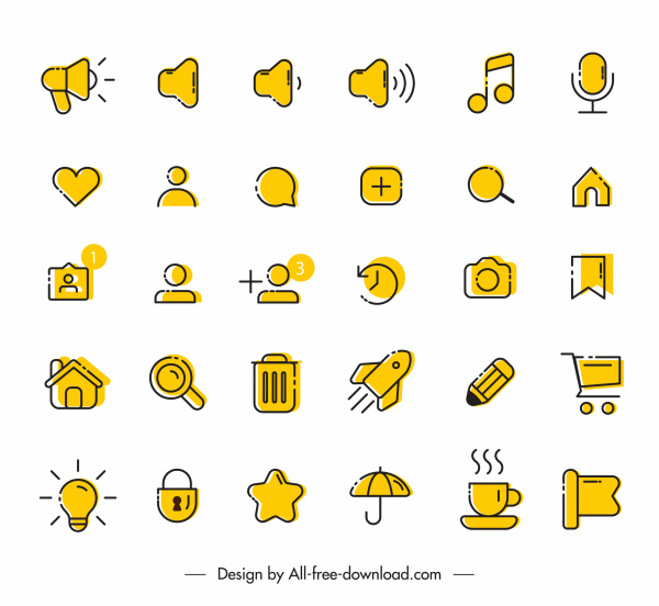 digitale Anwendung Icons Sammlung retro flaches Design