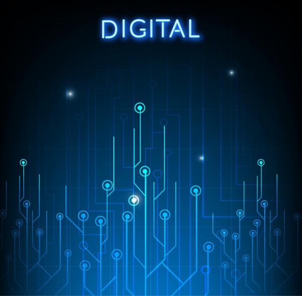 デジタル回路背景ダークブルーの装飾