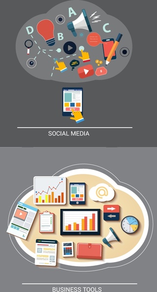 Digital ikon ilustrasi untuk media dan bisnis tools