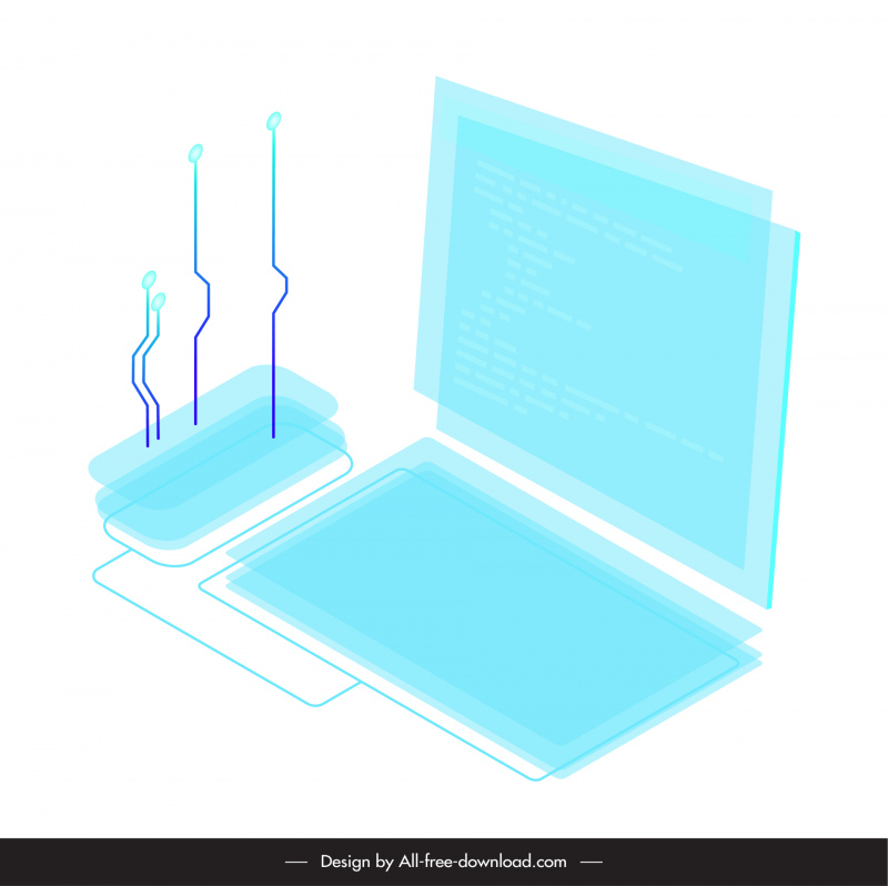 デジタルノートパソコンのビジネス要素現代の3Dぼかしたスケッチ デジタルノートパソコンのビジネス要素現代の3Dぼかしたスケッチ