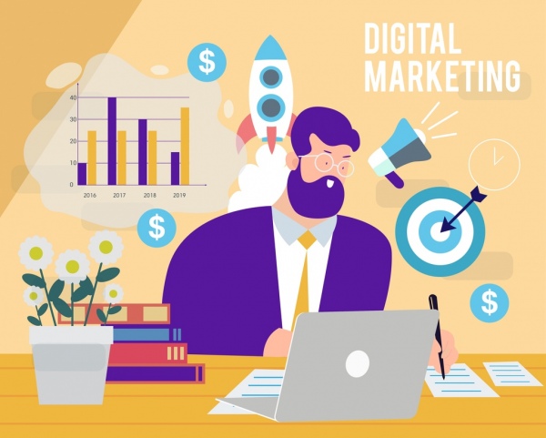 digital marketing fondo empresario trabajo negocio elementos de diseño