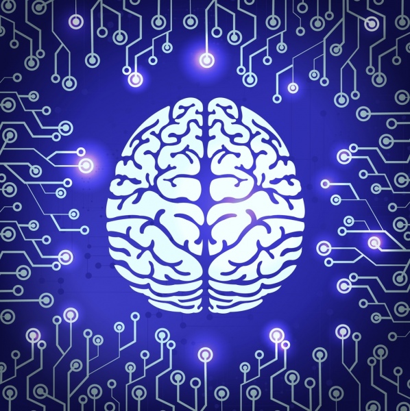 dijital teknoloji arka plan beyin elektronik devre simgeleri dekor