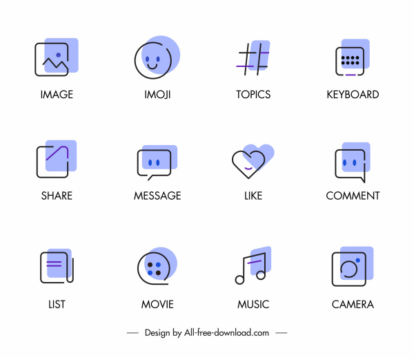 ícones digitais de interface do usuário clássico esboço desenhado à mão