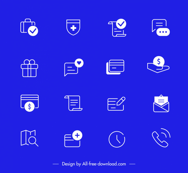 ikon antarmuka pengguna digital simbol klasik desain datar