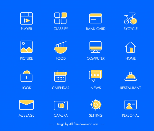 ícones de interface de usuário digital esboço de símbolos planos