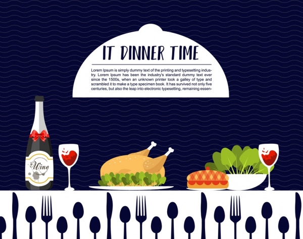 晚餐餐餐具圖標海報裝潢
