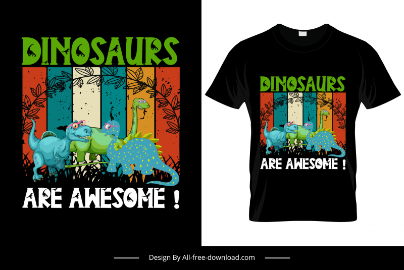 恐竜は素晴らしいTシャツテンプレートかわいい漫画のスケッチです