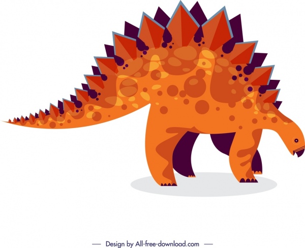 dinosaure fond stegosaurus icône cartoon couleur croquis