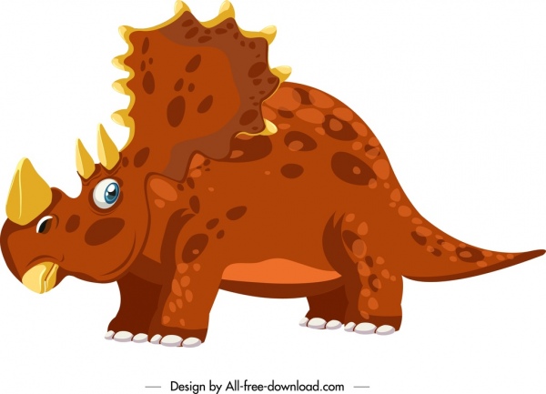Dinosaurier-Hintergrund-Triceraptor-Symbol farbig Zeichentrickfigur