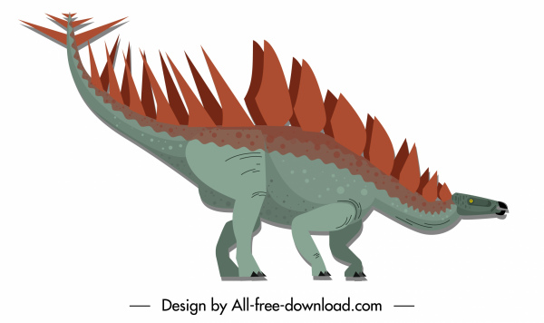 dinosaurus icon stegosaurus spesies sketsa karakter kartun sketsa
