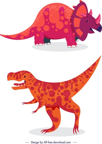 Los Iconos De Dinosaurio De Color Dibujo De Personaje De Dibujos Animados- dibujos Animados Del Vector-vector Libre Descarga Gratuita