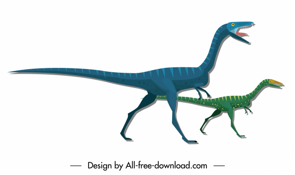 ícones de dinossauros espécie gallimimus esboço personagens de desenhos animados design