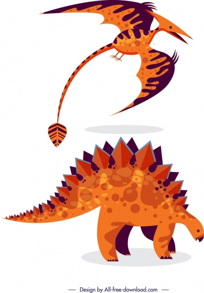 clásica naranja diseño de dinosaurios los iconos