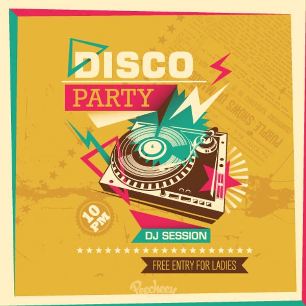 Disco party plakat retro