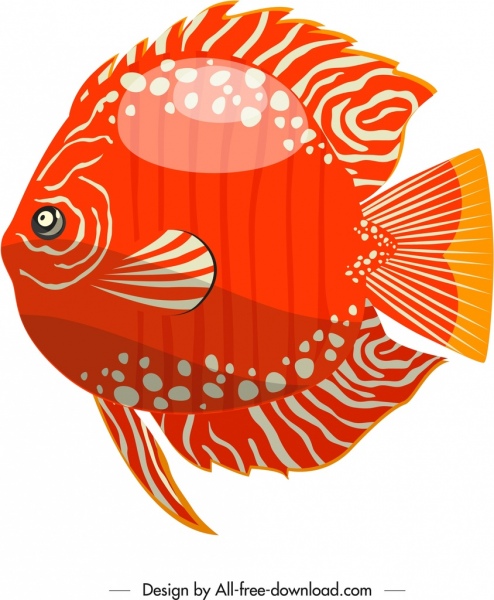 biểu tượng cá discus thiết kế phẳng màu đỏ