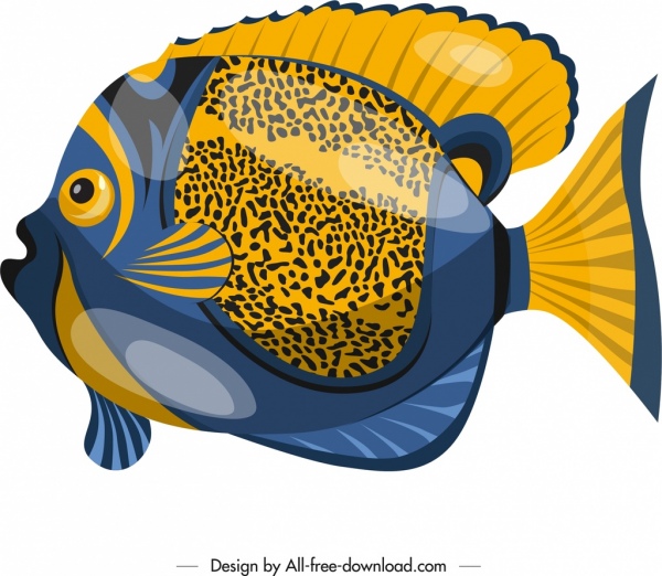 Discus Fish Icon brilhante colorido Flat design