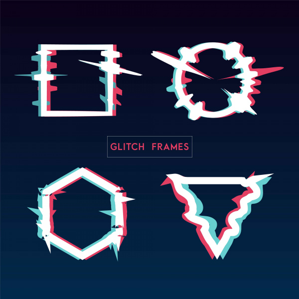 gaya glitch terdistorsi modern frame set desain yang digunakan untuk banner poster Flyer kartu brosur ilustrasi vektor