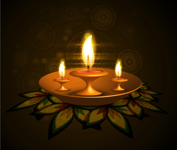 vetor de plano de fundo do Diwali colorfu cartão decorativel