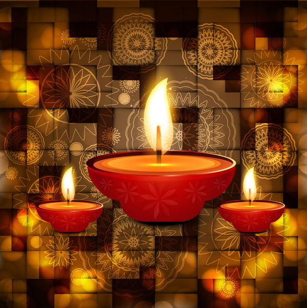 Diwali Colorfu Karte Decorativel Hintergrund Vektor