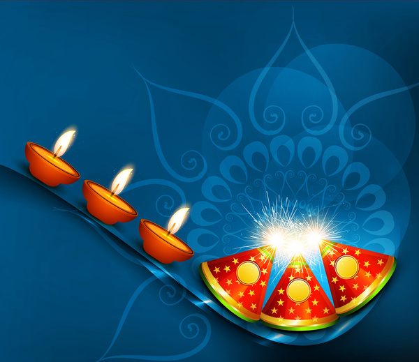 Diwali krakersy hinduski festiwal jasny kolorowy wektor wzór