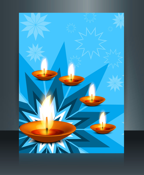 Diwali mit schönen Lampen auf künstlerische Broschüre Vorlage Design Vektor