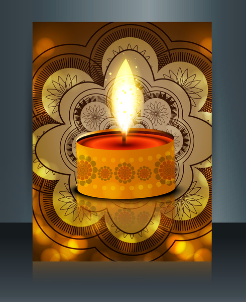 diwali avec de beaux feux brochure modèle vecteur artistique