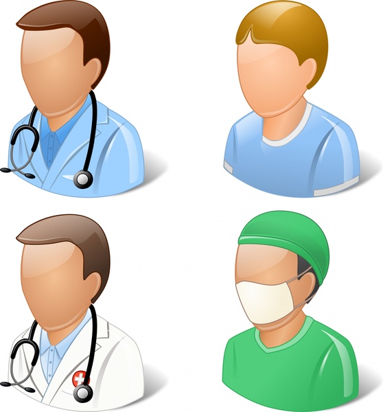 ícones de usuário de médico e paciente