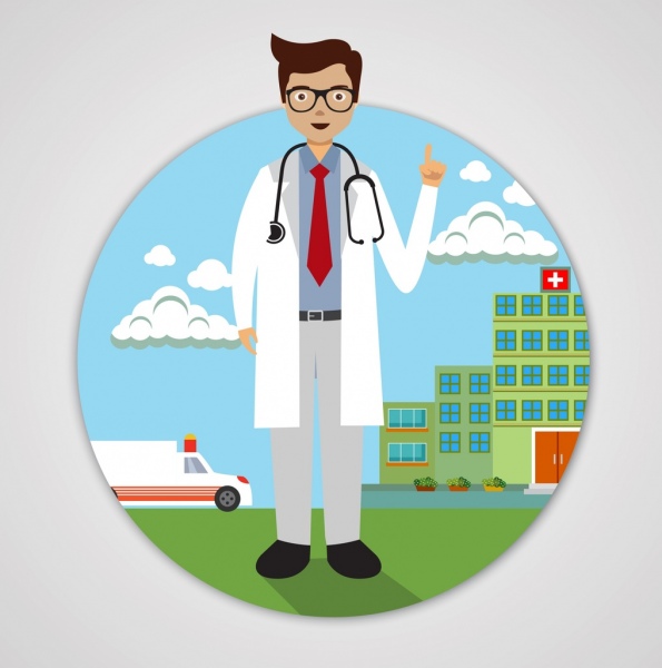 Arzt-Symbol Krankenhaus Hintergrund farbige Cartoon-design
