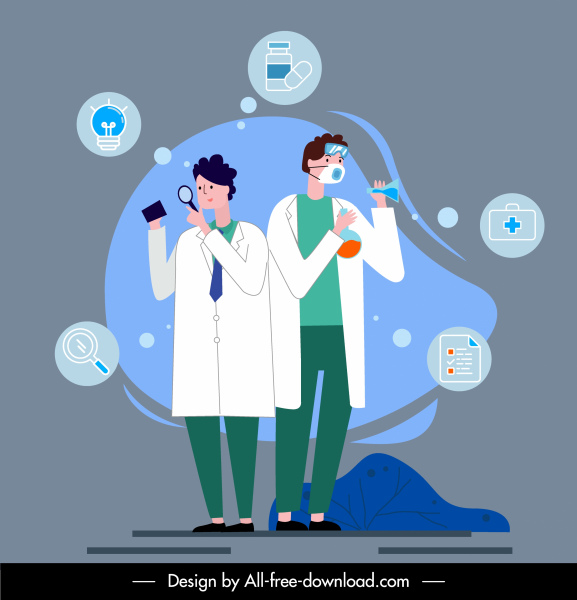 Arzt Job inforgrafischen Hintergrund Klinik Elemente Cartoon-Design