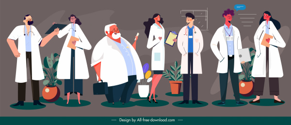 medici sfondo uniforme persone personaggi cartone animato schizzo
