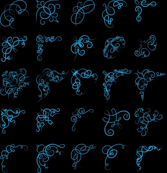 dokument dekoracyjnych gromadzenie różnych rogach, bez szwu, wzór niebieskiej