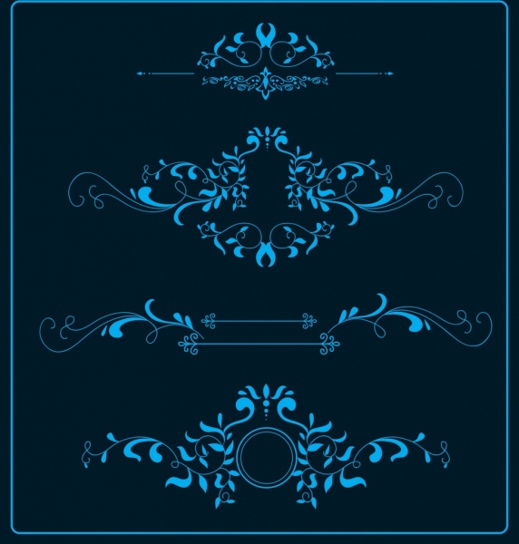 documentos elementos de diseño decorativo clásicos curvas azul oscuro