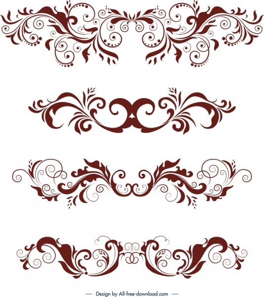 Éléments de conception décoratifs du document décor tourbillonné symétrique classique