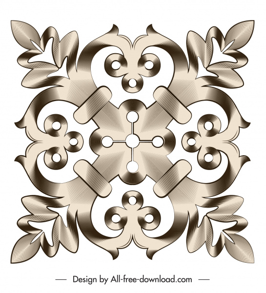 Dokuments dekoratives Element elegante symmetrische flache Form