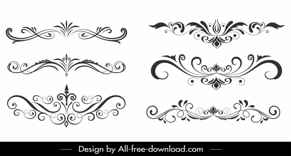 documento elementos decorativos clássicos curvas simétricas esboço