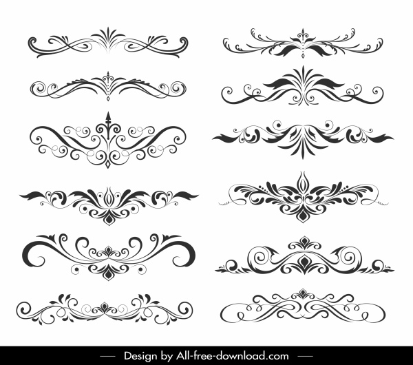 Document Éléments décoratifs Élégant classique Courbes symétriques