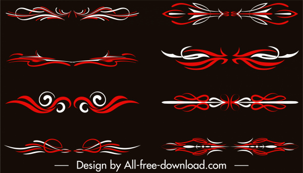 Document Éléments décoratifs Élégant rouge blanc courbes symétriques