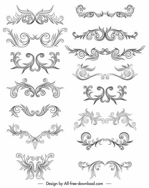documento elementos decorativos elegantes curvas simétricas decoración
