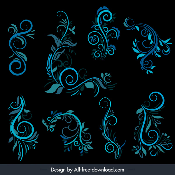 Dokument dekorative Elemente Flora Sketch Elegante Kurven Design