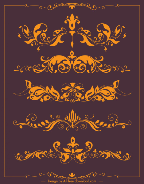 Éléments décoratifs du document Décor tourbillonnant symétrique et élégant