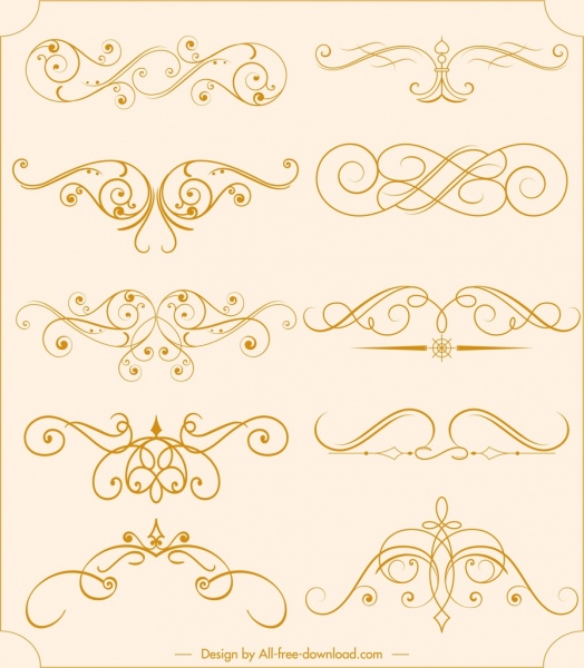 document décoratif ensembles symétrique tourbillonné croquis