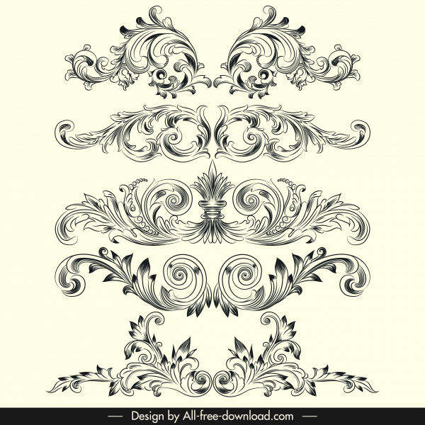 Document Decorative Templates Elegant Classical European Symmetric Shapes