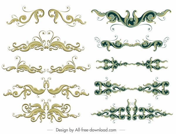 documenter les modèles décoratifs d'élégantes courbes symétriques vintage