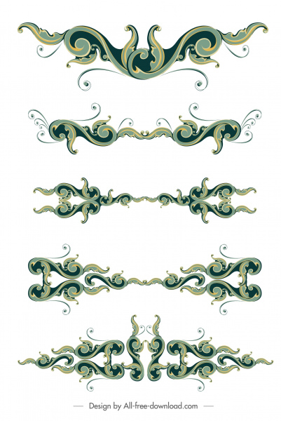 dokumen dekoratif template desain vintage simetris melengkung dekorasi