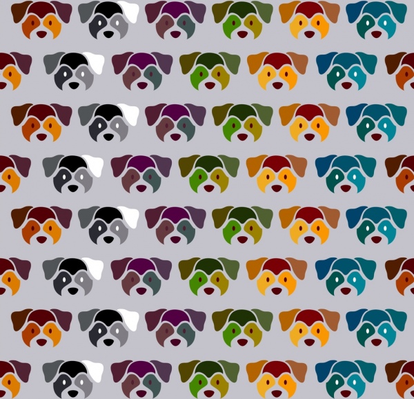 cabeça de cão fundo colorida decoração de repetição