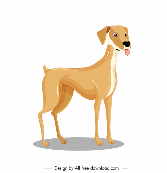 anjing ikon kartun karakter sketsa berdiri gerakan